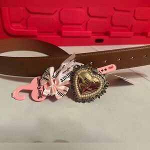 NWT Juicy Couture Brown Belt with Decorative Gold Heart Buckle Small/Medium